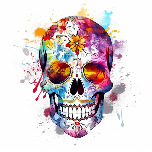 Sugar Skull Sketch Colorful