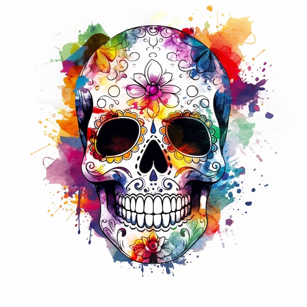 Sugar Skull Sketch Colorful