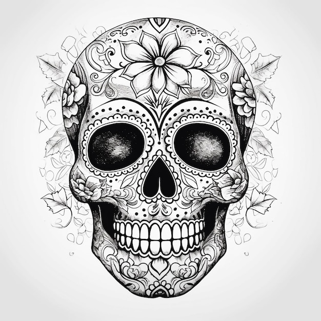 Photo sugar skull sketch