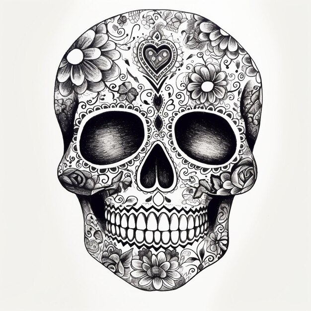 Photo sugar skull sketch