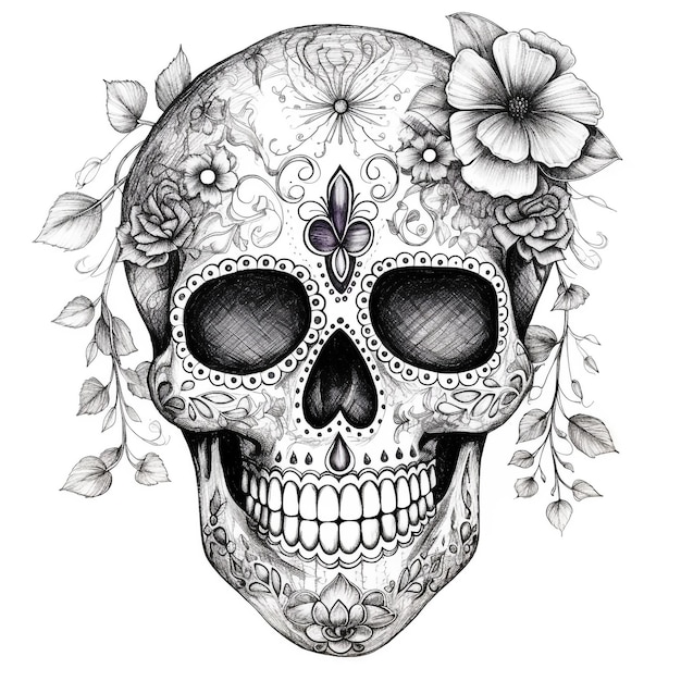 Photo sugar skull sketch