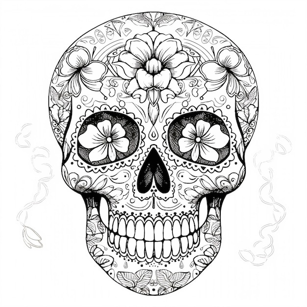 Photo sugar skull sketch