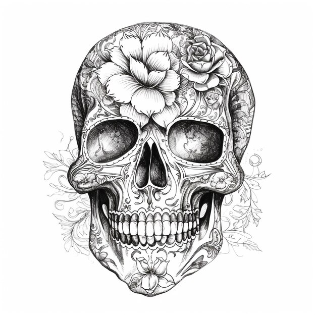 Photo sugar skull sketch