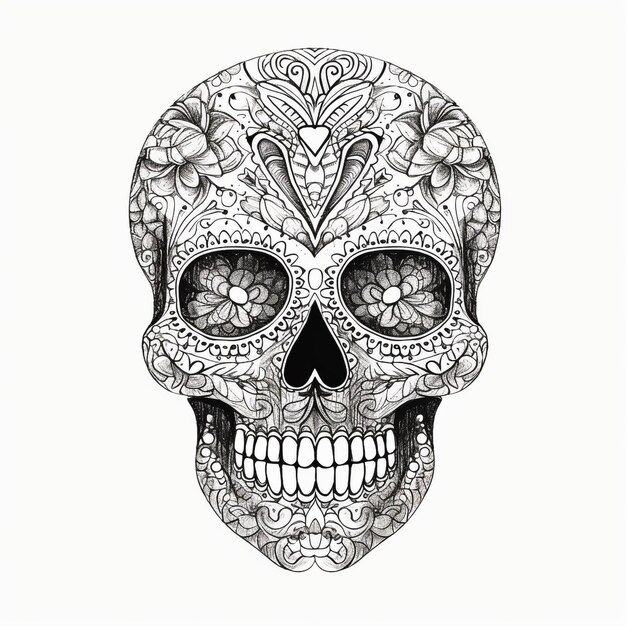 Photo sugar skull sketch