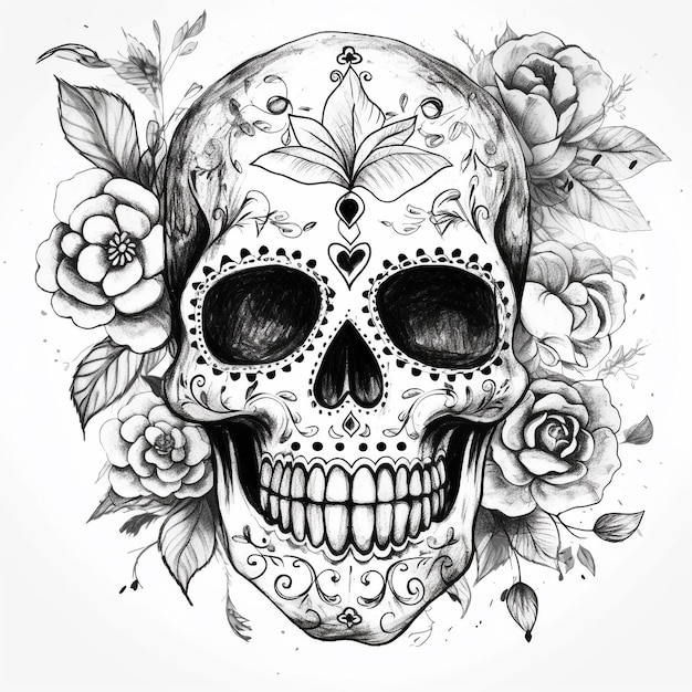 Photo sugar skull sketch