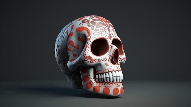 Sugar Skull in a traditional style for Dia de Los Muertos Illustration AI Generative