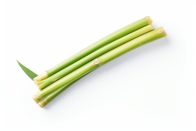 Photo sugar sweet delight pristine flat lay of freshly peeled sugar cane stalk on white background