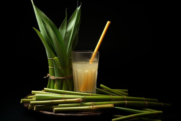 Foto frutta di canna da zucchero con sfondo in studio