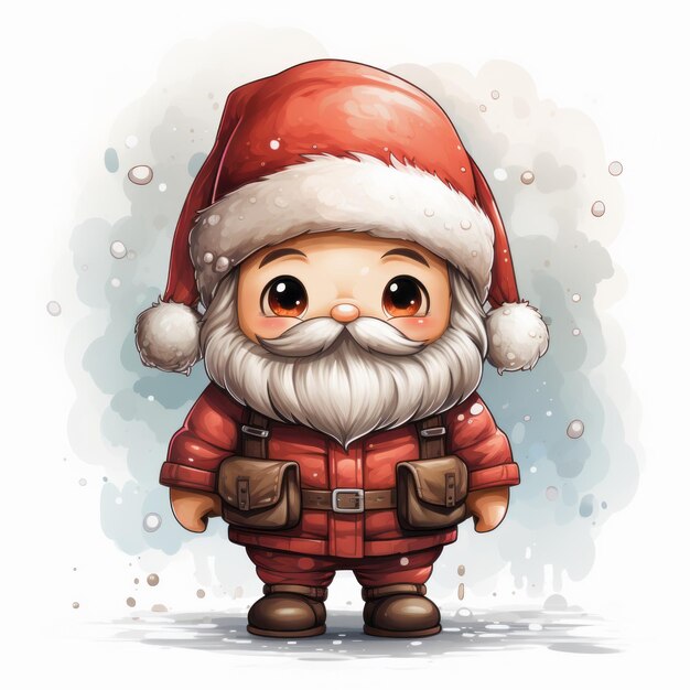 Photo sugarcoated santa a delightful kawaii christmas in watercolor