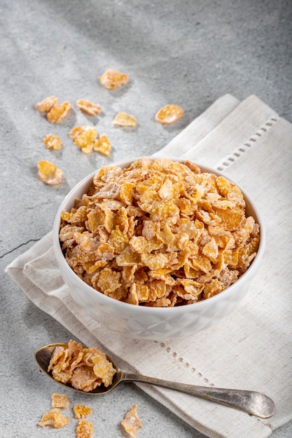 Sugared corn flakes in the bowl