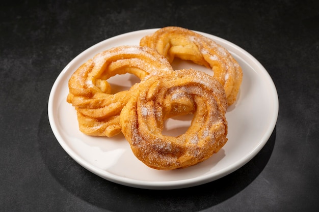 Photo sugared donuts on the table brazilian donuts