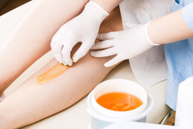 sugaring wax at a professional cosmetologist