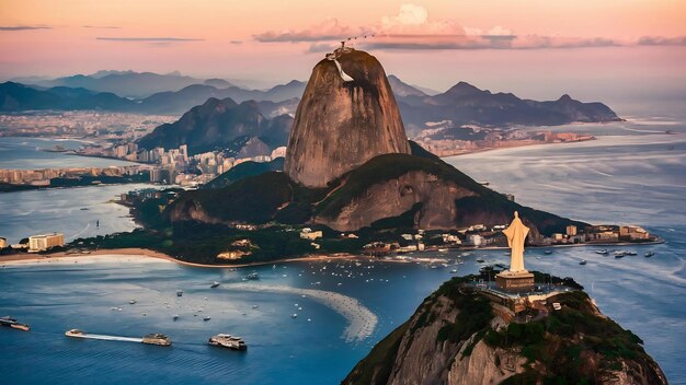 Photo sugarloaf mountain famous landmark of rio de janeiro brazil