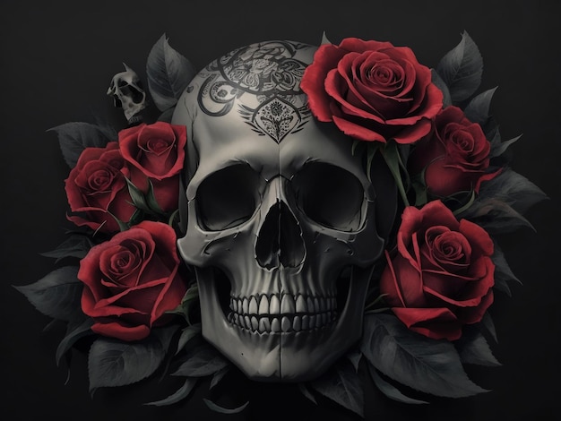 sugarskull vector with roses ornament