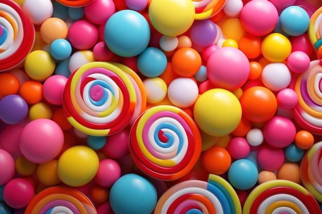 Sugary Colorful candy background Assorted snack Generate Ai