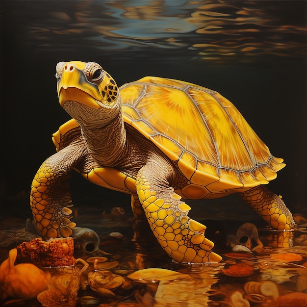 Suggested Title Vibrant Yellow Turtle