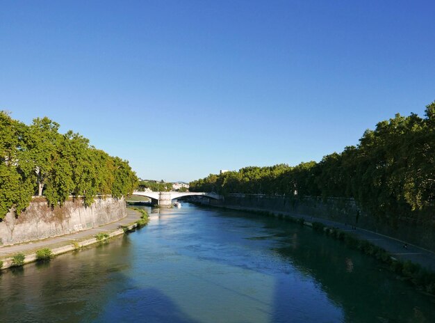 Suggestive panorama of the bridge of rome on the tiber river