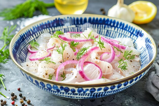 Foto sugudai piatto dei popoli del nord fatto di pesce crudo generato dall'ai