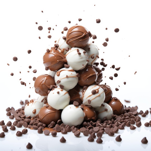 Suikerballen van melk en witte chocolade Zoetigheid van snoepwaren Generatieve AI