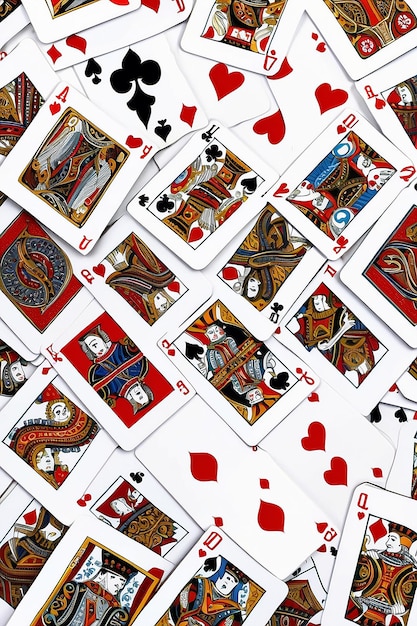 Suit deck van speelkaarten op witte achtergrond voor poker en casino