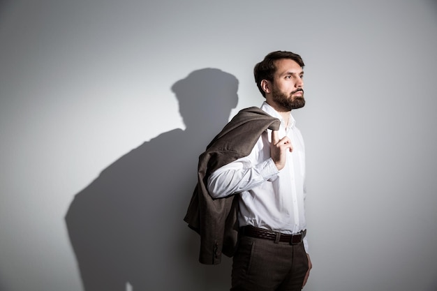 Suit jacket on shoulder