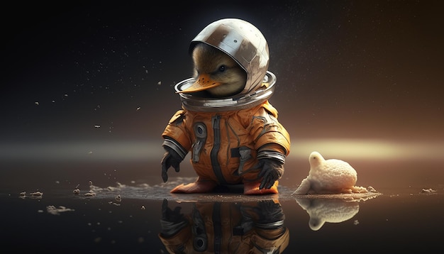 Suit with duck image