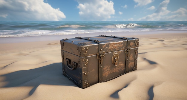 a suitcase on a beach
