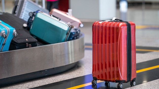 Photo suitcase on conveyor belt