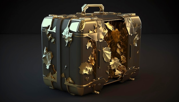 Photo suitcase full of goldgenerative ai