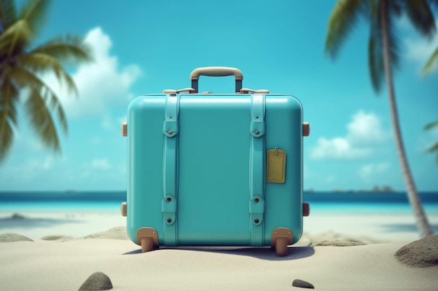 Suitcase luggage baggage for summer travel and vacation photography