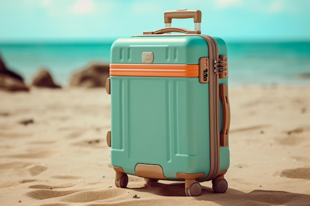 Suitcase luggage baggage for summer travel and vacation photography