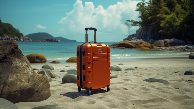 Suitcase luggage baggage for summer travel and vacation