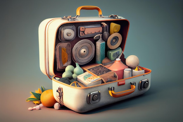 Suitcase for traveling on wheels with personal belongings