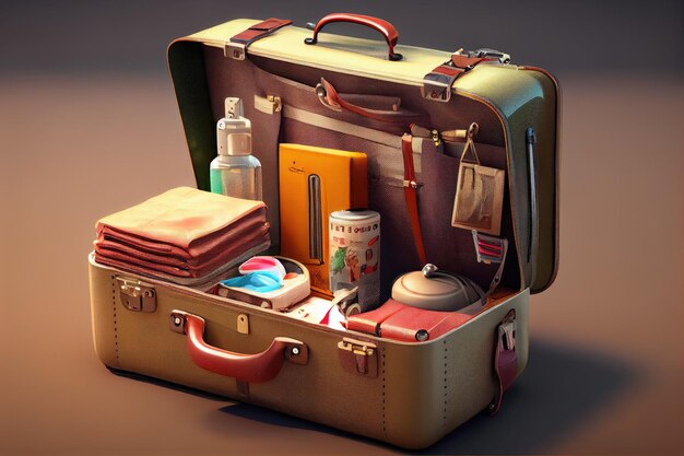 Suitcase for traveling on wheels with personal belongings