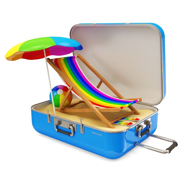 Suitcase with Different Accessories for Vacation