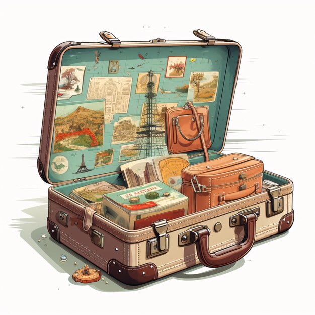 a suitcase with many objects inside