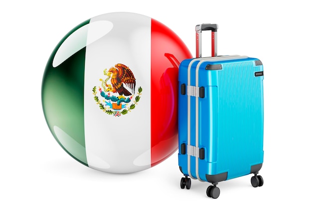색 바탕에 고립된 멕시코 여행 컨셉 3D 렌더링