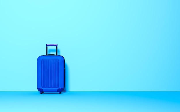 Photo suitcase with sun hat on pastel background