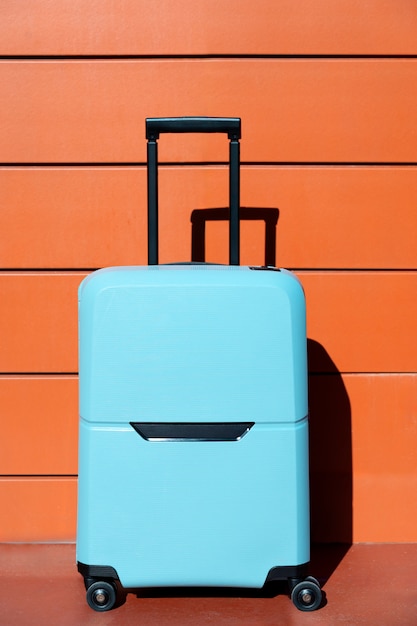 Photo suitcase with wheels outdoors