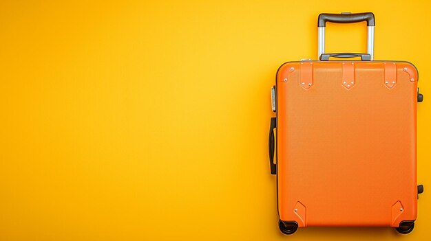 Photo suitcase on yellow background