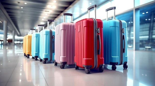 Suitcases in airport Travel concept