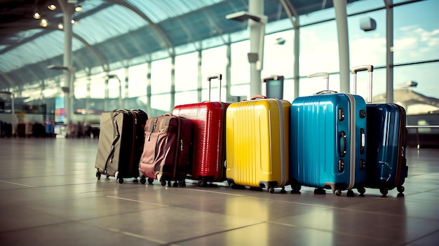 空港のスーツケース旅行のコンセプト