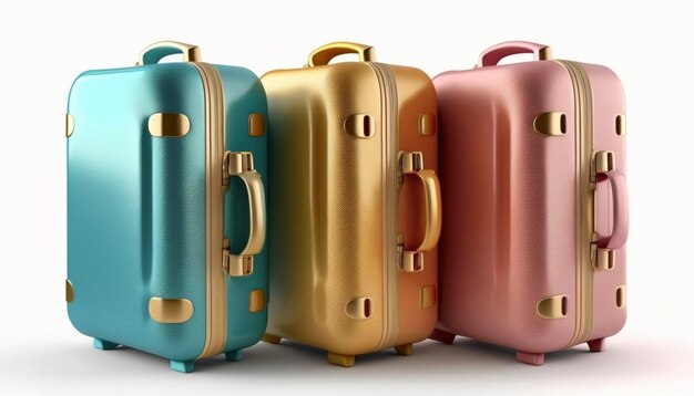 Suitcases of different colors generative ai