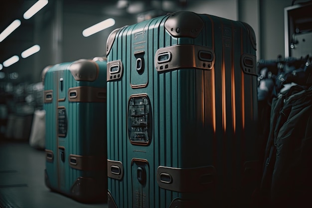 Suitcases for travel in the airport Illustration AI Generative