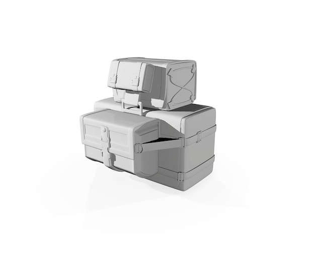 suitcases on white background 3d render