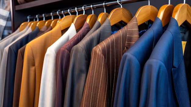 Suits for Sale Mens suits on hangers in a store