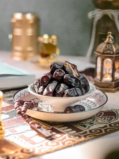 Sukari Date Fruits in bowl, Middle eastern concept for Ramadhan