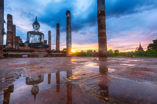 Sukhothai Historical Park, Thailand, Wat Mahathat Temple at Sunset