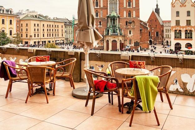 Sukiennice terrace cafe in Cracow