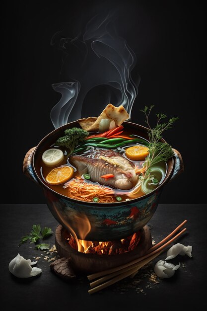 Sukiyaki hotpot with seafood